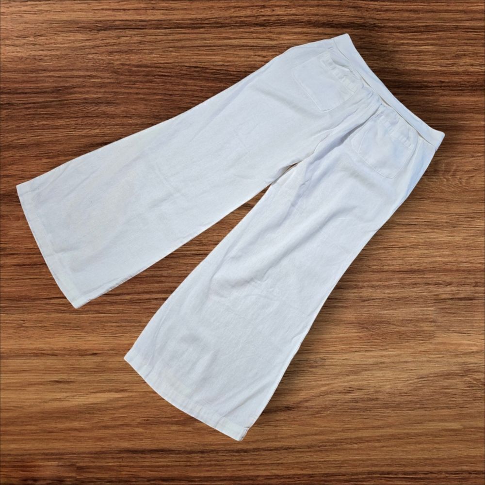 Old Navy Y2K White Linen Blend Foldover Lounge Pants - Picture 3 of 6
